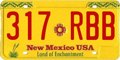 NM license plate 317RBB