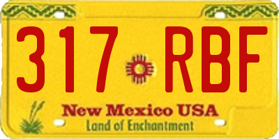 NM license plate 317RBF