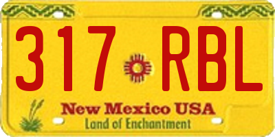 NM license plate 317RBL