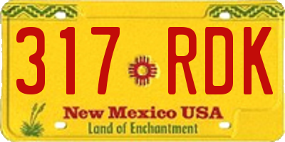 NM license plate 317RDK