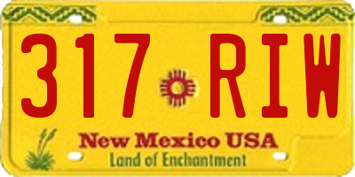 NM license plate 317RIW
