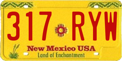 NM license plate 317RYW
