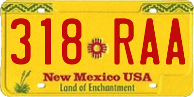 NM license plate 318RAA