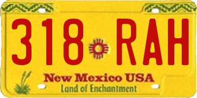 NM license plate 318RAH