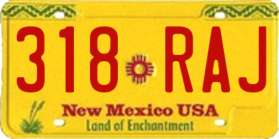 NM license plate 318RAJ