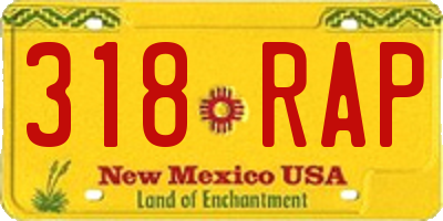 NM license plate 318RAP