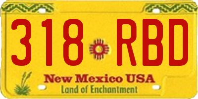 NM license plate 318RBD