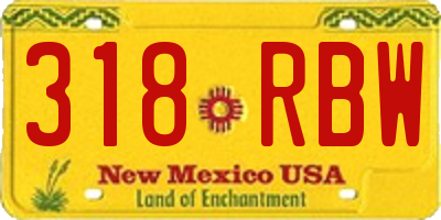 NM license plate 318RBW