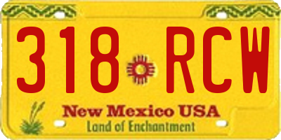 NM license plate 318RCW