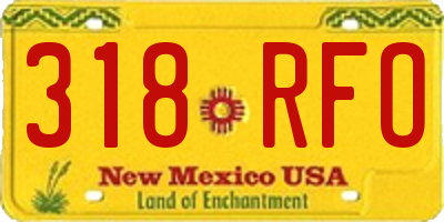 NM license plate 318RFO