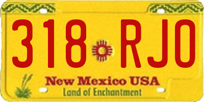 NM license plate 318RJO