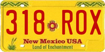 NM license plate 318ROX