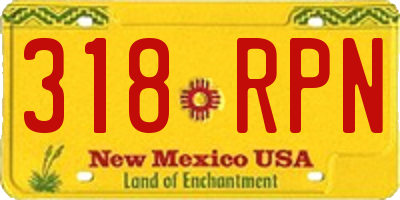 NM license plate 318RPN