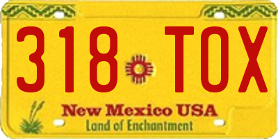 NM license plate 318TOX
