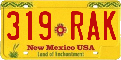 NM license plate 319RAK
