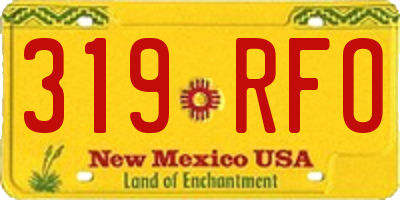NM license plate 319RFO