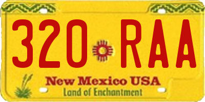 NM license plate 320RAA