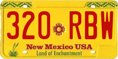 NM license plate 320RBW