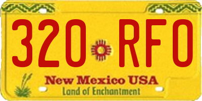 NM license plate 320RFO