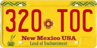 NM license plate 320TOC