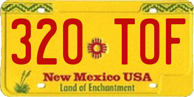 NM license plate 320TOF