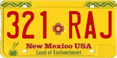 NM license plate 321RAJ