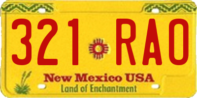 NM license plate 321RAO