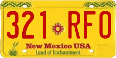 NM license plate 321RFO