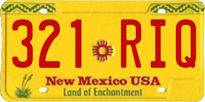 NM license plate 321RIQ