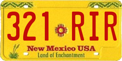 NM license plate 321RIR