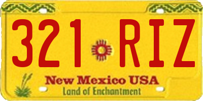 NM license plate 321RIZ