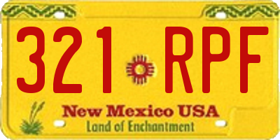 NM license plate 321RPF