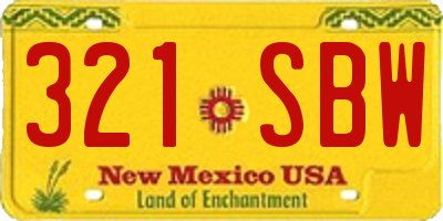 NM license plate 321SBW
