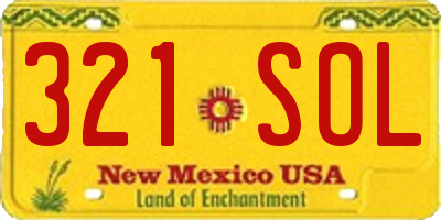 NM license plate 321SOL