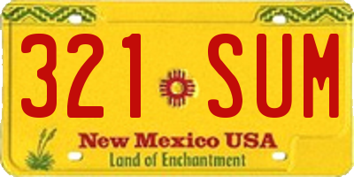 NM license plate 321SUM