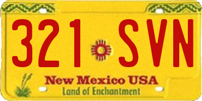 NM license plate 321SVN