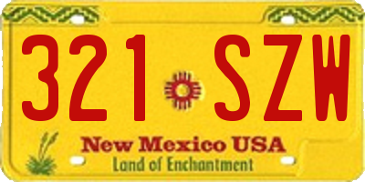 NM license plate 321SZW