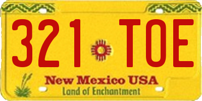 NM license plate 321TOE