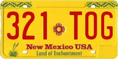 NM license plate 321TOG
