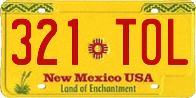 NM license plate 321TOL
