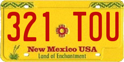 NM license plate 321TOU