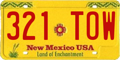 NM license plate 321TOW