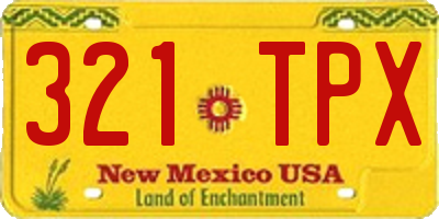 NM license plate 321TPX