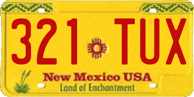 NM license plate 321TUX