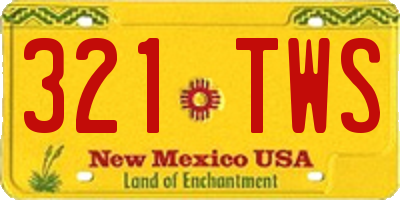 NM license plate 321TWS