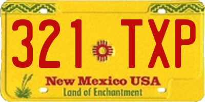 NM license plate 321TXP
