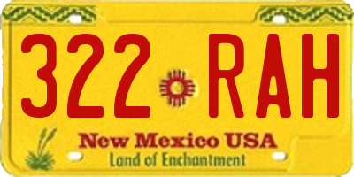 NM license plate 322RAH