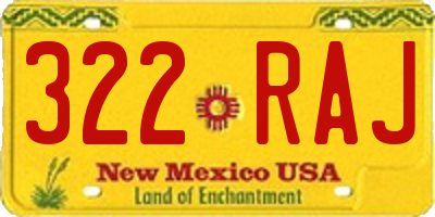 NM license plate 322RAJ