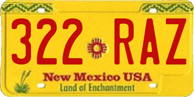 NM license plate 322RAZ