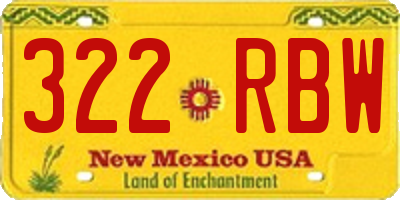 NM license plate 322RBW